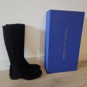 Stuart Weitzman 5050 Knee High Lug Boot, Size 7 (37.5), Black, Preowned